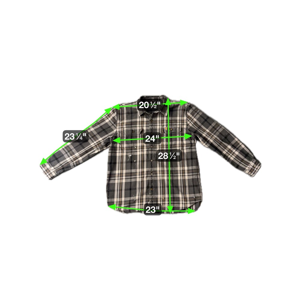 Carhartt Flannel Plaid Button Up Long Sleeve Mens XL Original Fit Paint Splatter - Picture 9 of 9